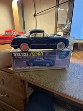 Deluxe MF316B 1950s Chevrolet Corvette Hardtop Tin Friction Car in Blue