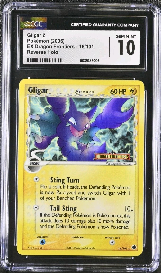Pokémon Gligar 16/101 Reverse Holo Stamped EX Dragon Frontiers CGC 10 GEM MINT