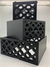 Decorative Floating Shelves Set of 3 Wall Mounted Rustic Black Wood