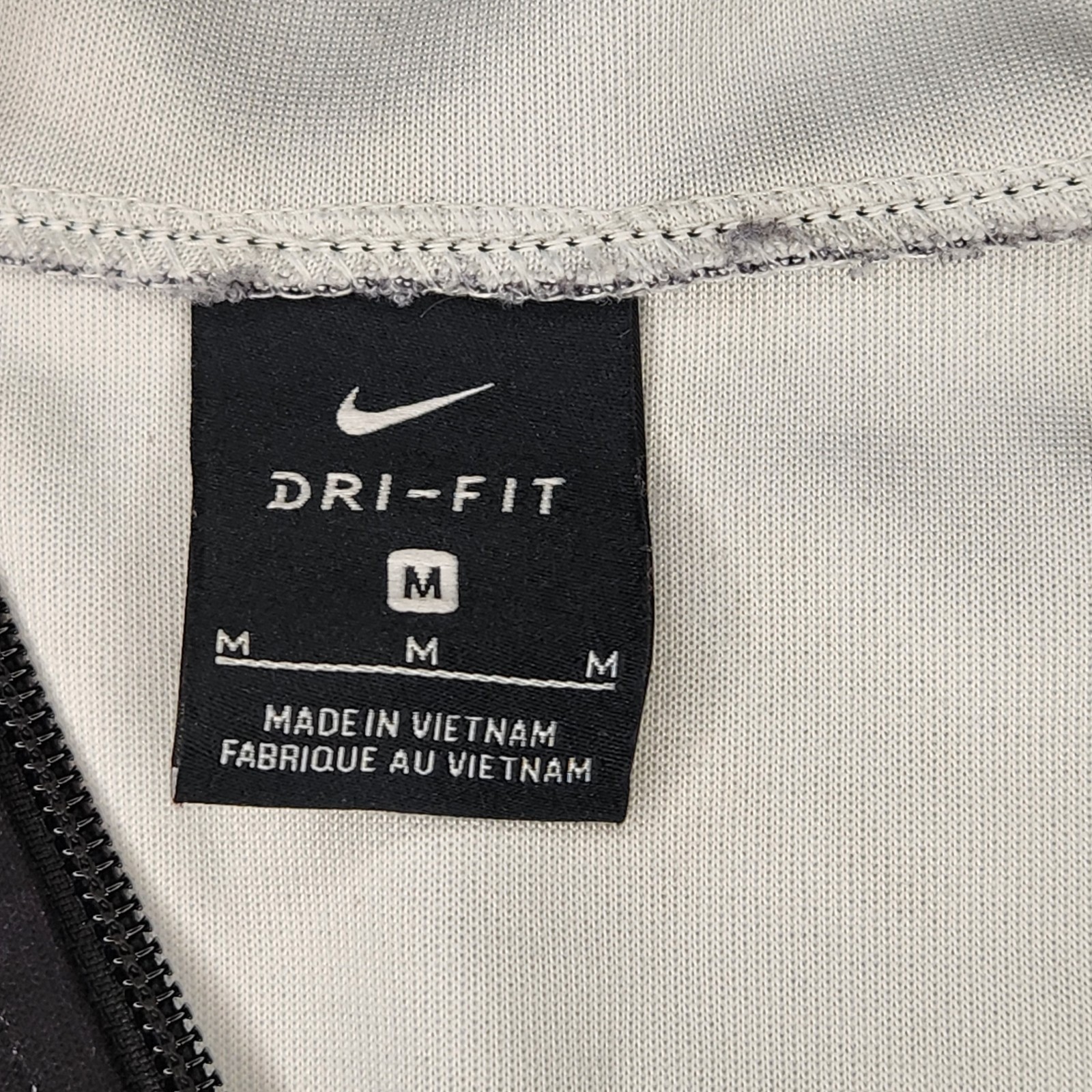 NIKE Hoodie Track Jacket Mens Medium Black Gray Dri-FIT Full Zip Marble Smokey thumbnail 7