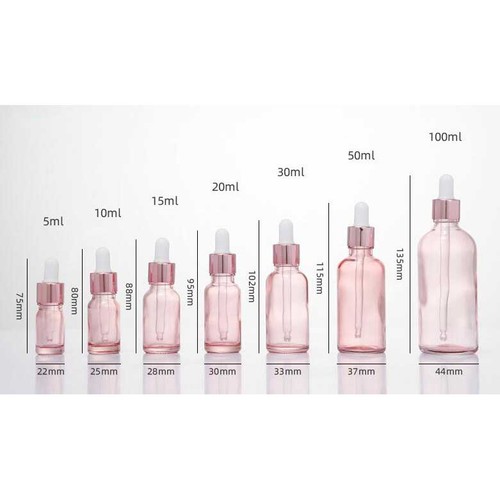 5ml-100ml Pink Glass Dropper Bottle w/ Pipette Perfume Refillable Drop Container - Picture 12 of 15
