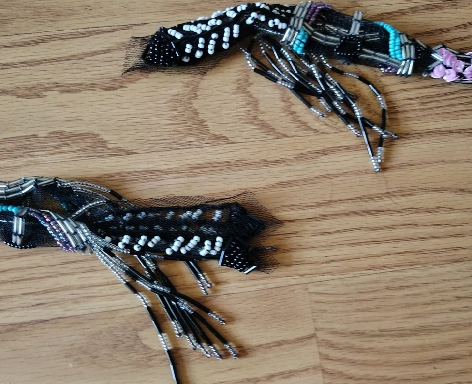 Sharmark Mantón Cuentas Bufanda Envoltura Cápleta Negro Plata Púrpura Cuentas de Vidrio De Colección Foto 4 de 4