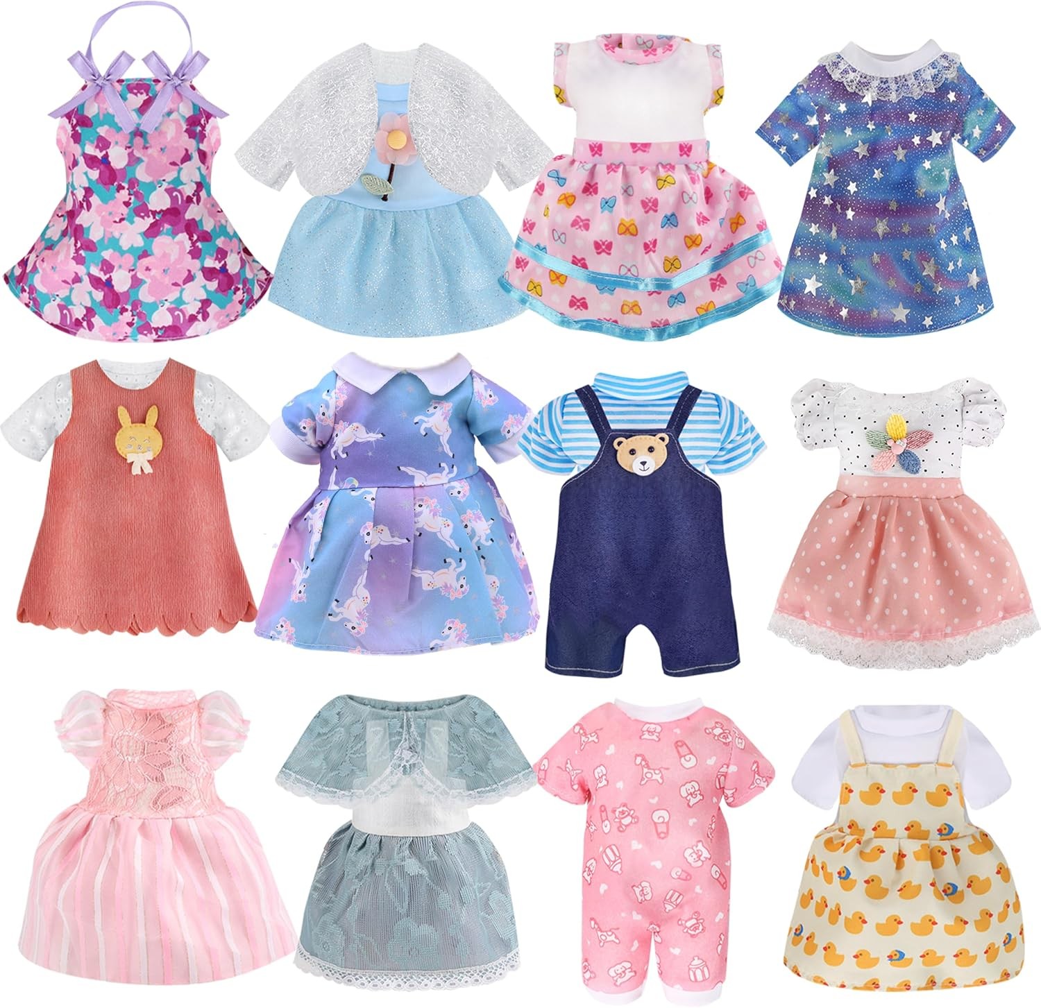 Girl Doll Clothes,12 Sets Doll Clothes Dress for 12 13 14 In