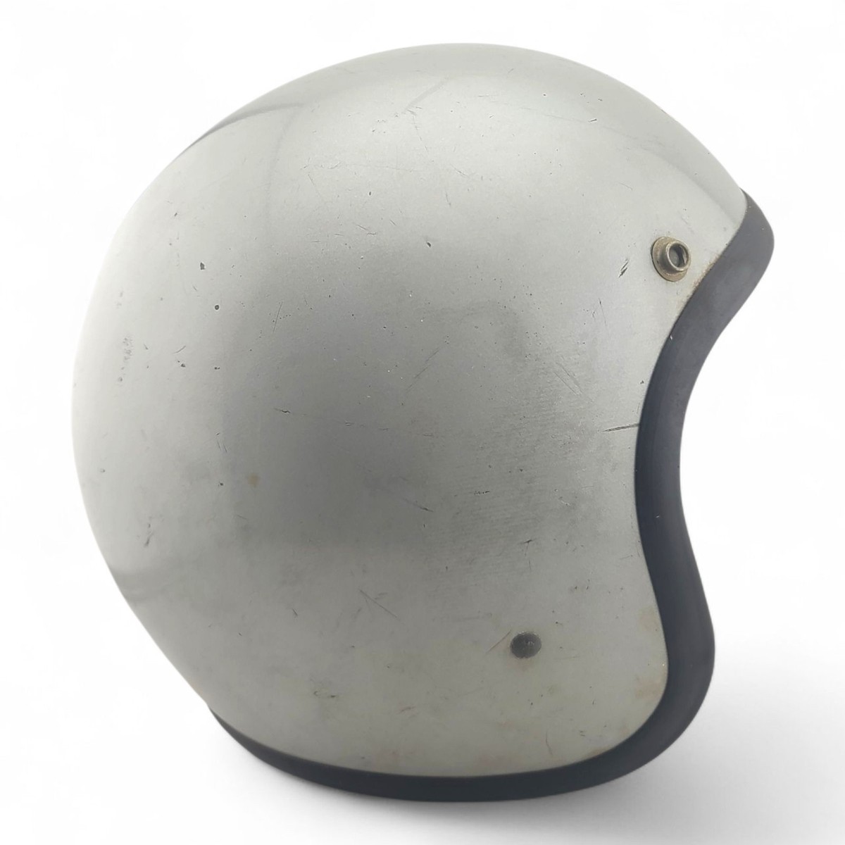 Vintage 1970 Bell Super Magnum Helmet Silver Grey Sz 7 3/8 Large