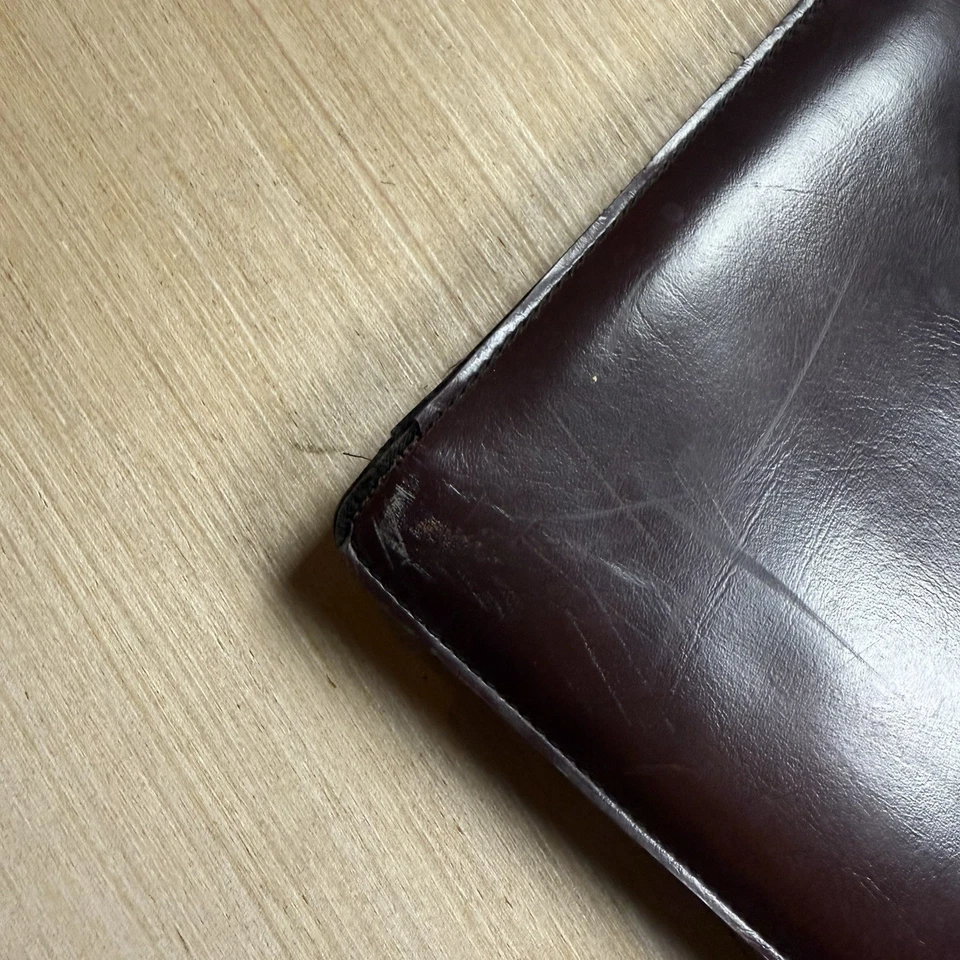 Vintage 60s 70s Leather Briefcase Document Bag Expandable File Holder Burgundy - Image 4 of 4