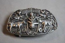 Vintage Custom Sterling Silver Belt Buckle 77 Grams!