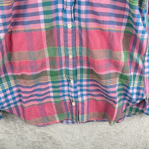 J.Crew Button Up Hemd Damen 4 klassisch rosa Madras kariert adrett weich Freizeit - Bild 4 von 10