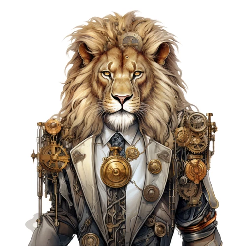 Steampunk Lion Steam Punk Animal Self Adhesive Vinyl Sticker
