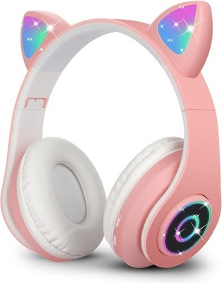 Wiederaufladbare kabellose rosa Kopfhörer mit Blinklichtern für Reisen & Gaming