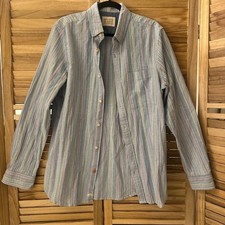 Scotch Soda men's striped cotton-linen blend button-down shirt Size L