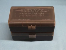 2 x BERRY'S PLASTIC AMMO BOX, SMOKE/BLACK 50 Round 44 SPL / 44 MAG / 45 LC