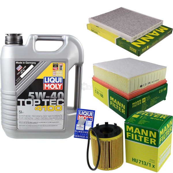 Mann Inspektionspaket 5L Liqui Moly Top Tec 4100 5W-40 FüR Fiat Grande Punto 1.4-image