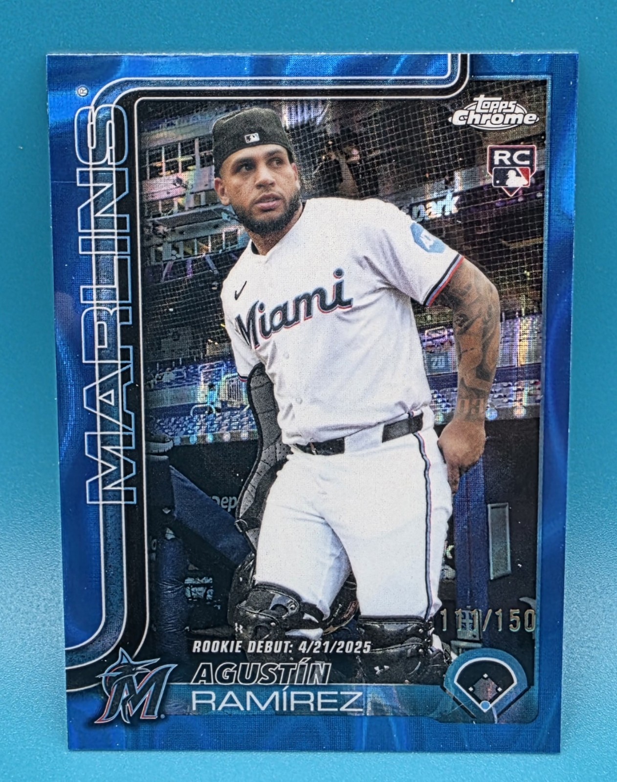 AGUSTIN RAMIREZ 2025 TOPPS CHROME UPDATE ROOKIE DEBUT BLUE Lava RC /150