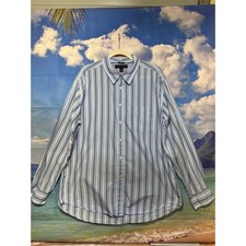 Men's Tommy Hilfiger Button up dress shirt blue striped size XL