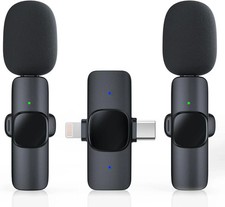 2 Pack Wireless Lavalier Microphone for Iphone/Android Phone