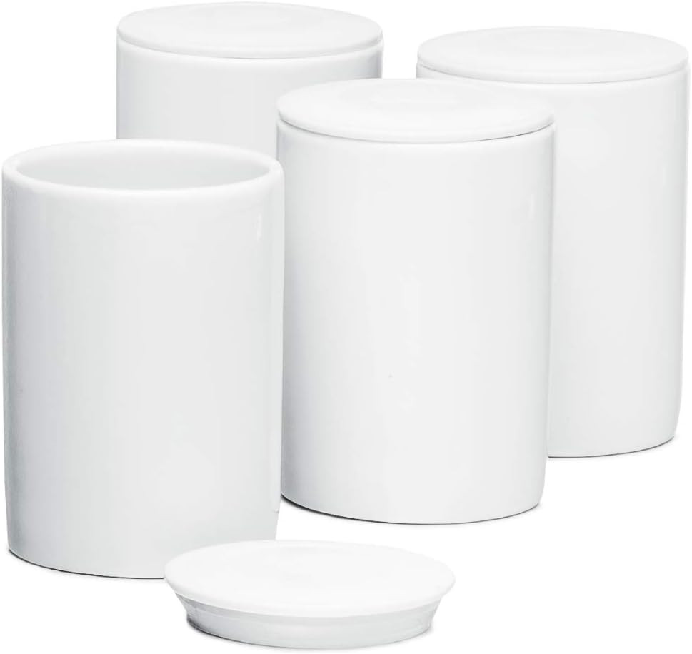 Set 4 Tazze Bianche in Ceramica JB per Colazione e Yogurtiera 125ml