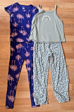 Lot of 2 Sets 4 Piece Carter's Floral Short Sleeve  Pants Pajamas - Size 7