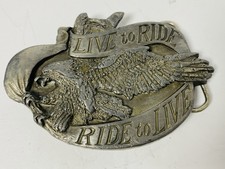 Live to Ride to Live Eagle Vintage 1981 Bergamot Belt Buckle Biker Motorcycle