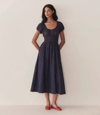 DOEN Embroidered Waist Drawstring Countryside Style Dress