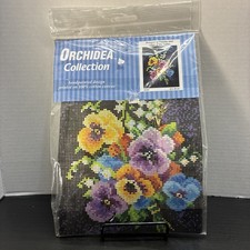 Orchidea Printed Needlepoint  Floss Canvas Bouquet Of Pansies 24x30cm