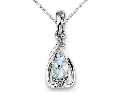 Sterling Silber Aquamarin Anhänger Halskette mit Kette (1/3 Karat)