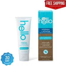 Hello Antiplaque + Whitening Toothpaste, Natural Peppermint Tea Tree + Coconut