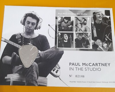 Paul Mcartney At The Studio Royal Mail Stamps And Medal. Limited Edition