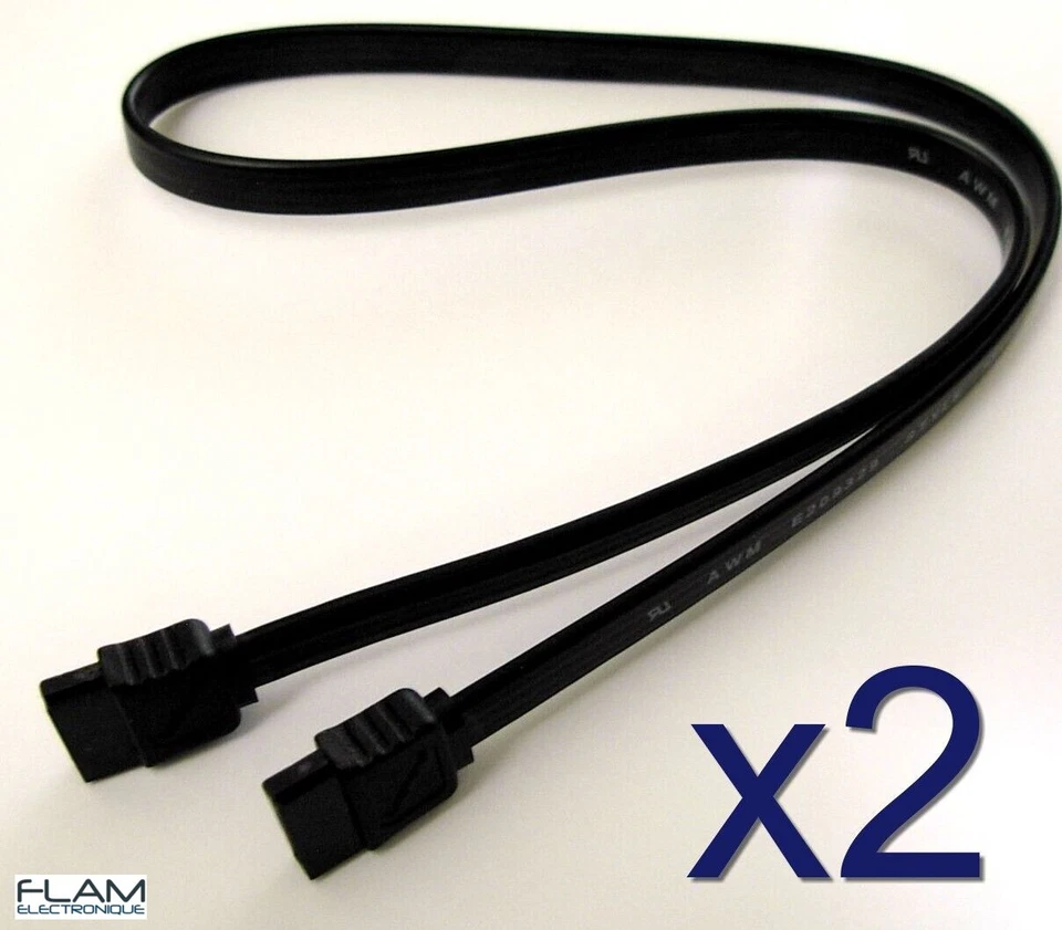 GENERIQUE 2x Cable de données SATA Male -2x Data cable 50cm SATA I,II,III SERIAL ATA 1,2,3