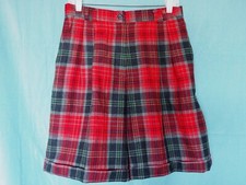 VTG Rafaella 100 Wool Red Plaid High Waist Pleats Tartan Pockets Shorts Sz 12