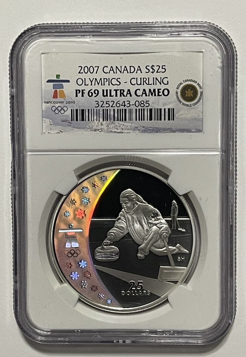 2007 Canada Olympics Curling Sterling Silver Coin Ultra Cameo PF