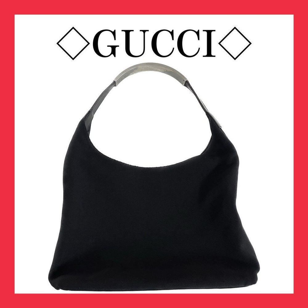Gucci Shoulder Bag Logo Plate Black _45049