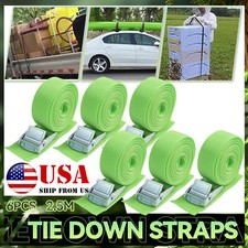 6x 1"x8' Lashing Straps with Buckles Cam Buckle Tie Down Cinch Strap Adjustable.