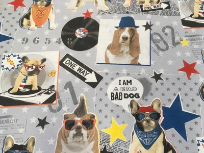 Bad Dogs Pop Art Digital Print Cotton CURTAIN FABRIC