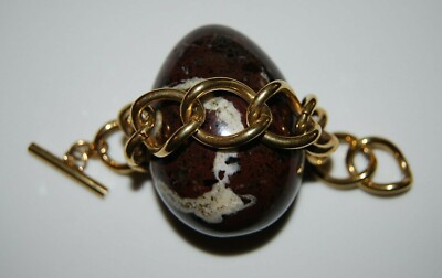 RUNWAY STYLE LOOK LARGE BOLD GOLD TONED METAL LINK STATEMENT TOGGLE BRACELET