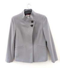 Precis Coat Womens Uk 8 Grey Lilac Wool Cashmere Jacket Button Funnel Neck Smart