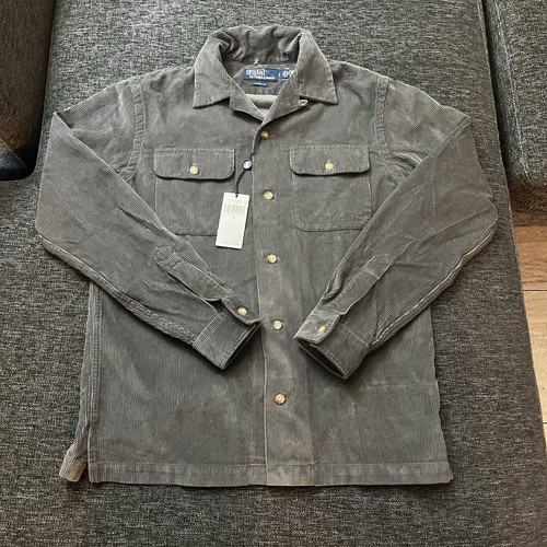 Polo Ralph Lauren Classic Fit Wide Wale Corduroy Camp Shirt Overshirt Small Gray - Picture 9 of 17