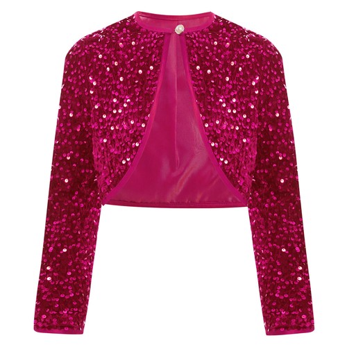 Girls Cardigan Ceremony Wrap Top Pageant Outerwear Wedding Shrug Sequins Coat - Picture 61 of 80