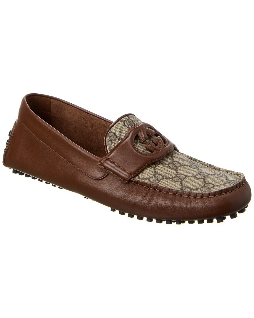 Gucci Interlocking G Gg Supreme Мужские кроссовки из холста и кожи Коричневый 6 Великобритания 86490₽
