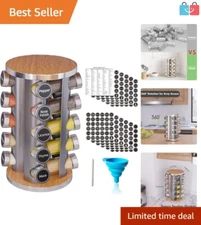 Portable Spice Organizer with Rotating Base - 20 Jars and Comprehensive Labels