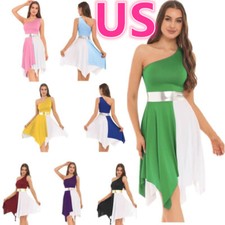 Women Praise Dance Lyrical Dress Asymmetrical Hem Liturgical Worship Dresses