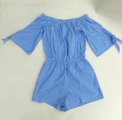 light blue gingham playsuit