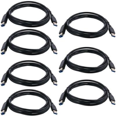 Pack of 7 Cables USB 2.0 Cable A to B M/M - 6 FT For PC, Apple, or Mac. Android