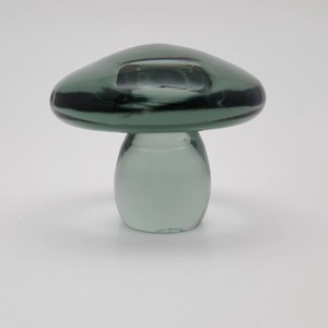 Fenton-Green-Glass-Mushroom-Figurine-Signed