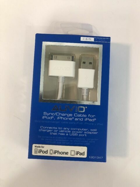 Auvio 1201347 Sync Charge Cable for iPod iPhone &ipad 3.8 FT for sale