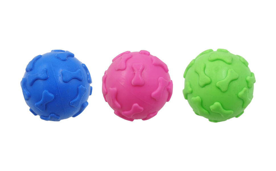 Dog Toys for Aggressive Chewers Squeaky Teething Balls with Bone Patterns Cute