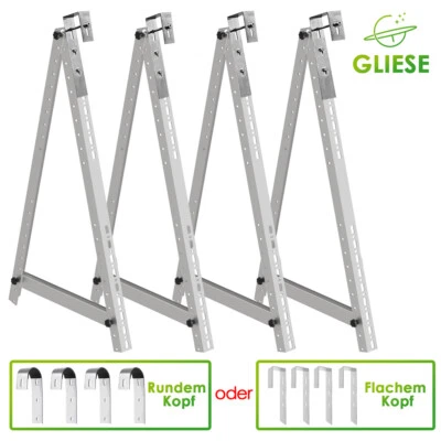 GLIESE Balkonkraftwerk PV Halterung 114/118CM Solarmodul Balkonhaken 0-90°Aufständerung