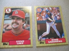 RARE 1987 Topps Ryne SANDBERG Wrong Front ERROR & Correct - Cubs