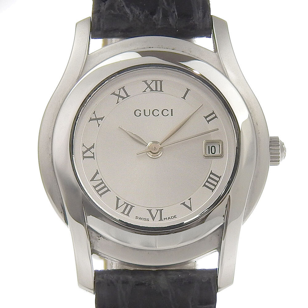 Gucci 5500L 黒文字盤 レザー時計 美品 GUCCI グッチ 5500L 黒文字盤 レディース ビンテージ
