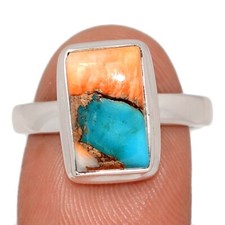 Composite Spiny Oyster  Arizona Turquoise 925 Silver Ring Jewelry s.9 CR70081