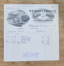 1912 Billhead Ironton Philadelphia Pennsylvania RF Tongue Brothers Lamps